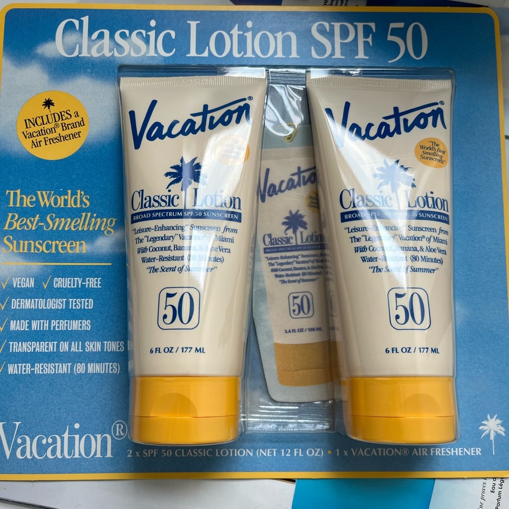 Vacation Classic Lotion SPF 50 sunscreen value pack 6 oz x 2= 12 oz exp 2027
